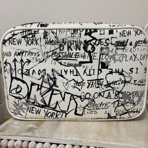 DKNY White and Black Graffiti bag